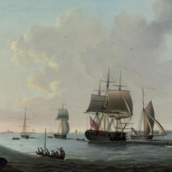 An English frigate running into Portsmouth harbour